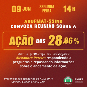 REUNIÃO SOBRE OS 28,86% - segunda-feira, 09/06, às 14h