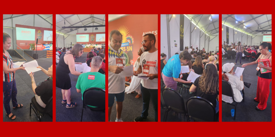 Adufmat-Ssind entrega carta aos participantes do 44&ordm; Congresso do Andes-SN em defesa da democracia interna do sindicato nacional