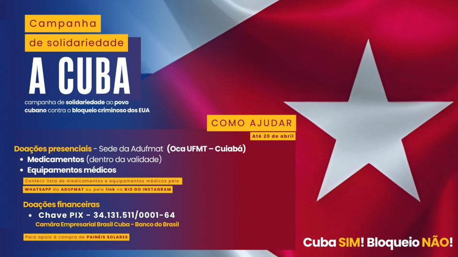 CAMPANHA DE SOLIDARIEDADE A CUBA - doa&ccedil;&otilde;es de medicamentos at&eacute; 20/04/2026