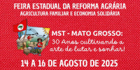 JURA 2025 realiza feira na próxima semana, de 14 a 16/08; 30 anos do MST-MT marca edição deste ano